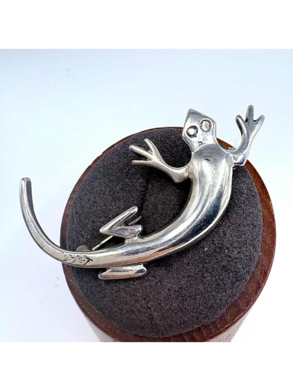 VTG Solid Sterling Silver 925 Lizard Design Pin Brooch Size 2" Length